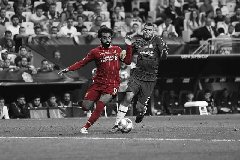Salah running with the ball